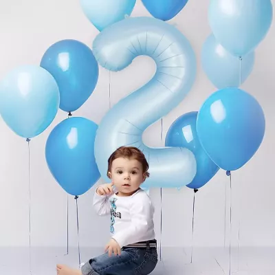 0 Rakam Folyo Balon Açık Mavi 76 cm - 2