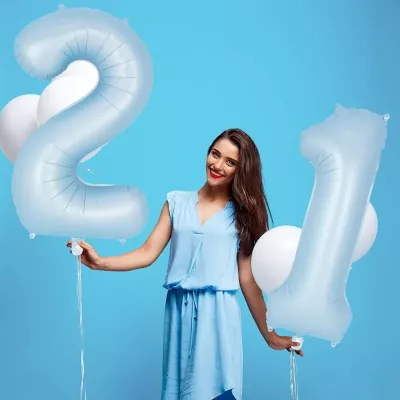 0 Rakam Folyo Balon Açık Mavi 76 cm - 3