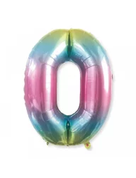 0 Rakam Folyo Balon Gökkuşağı 76 cm