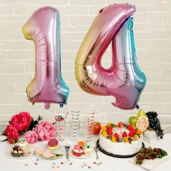 0 Rakam Folyo Balon Gökkuşağı 76 cm - 3