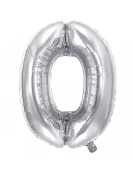 0 Rakam Folyo Balon Gümüş 100 cm