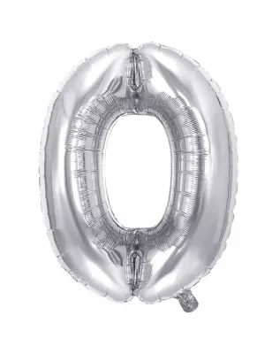 0 Rakam Folyo Balon Gümüş 100 cm - 1