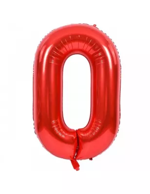 0 Rakam Folyo Balon Kırmızı 100 cm - 1