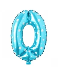 0 Rakam Folyo Balon Mavi Puanlı 36 cm