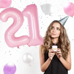 0 Rakam Folyo Balon Pembe 76 cm - 3