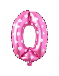0 Rakam Folyo Balon Pembe Puanlı 36 cm