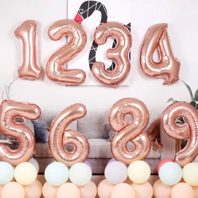 0 Rakam Folyo Balon Rose Gold 76 cm - 6