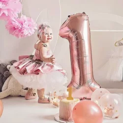 0 Rakam Folyo Balon Rose Gold 76 cm - 8