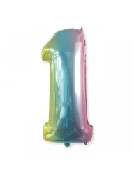 1 Rakam Folyo Balon Gökkuşağı 76 cm