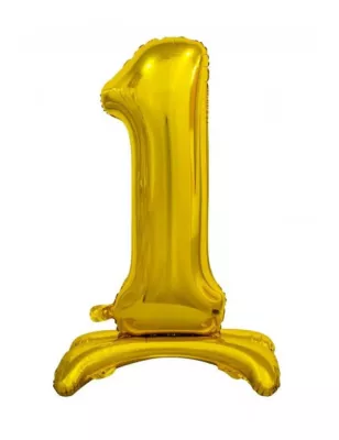 1 Rakam Folyo Balon Gold Ayaklı 80 cm - 1