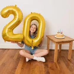 1 Rakam Folyo Balon Gold Ayaklı 80 cm - 5