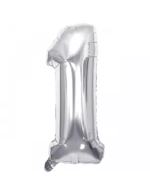 1 Rakam Folyo Balon Gümüş 100 cm - 1