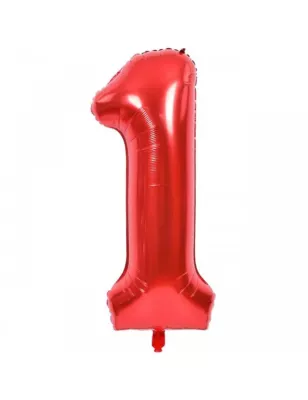 1 Rakam Folyo Balon Kırmızı 100 cm - 1