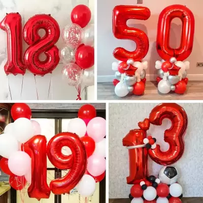 1 Rakam Folyo Balon Kırmızı 100 cm - 3
