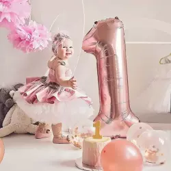 1 Rakam Folyo Balon Rose Gold 76 cm - 5