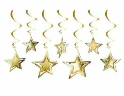 10'lu 3D Yıldız Tavan Süsü - Gold