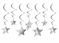 10'lu 3D Yıldız Tavan Süsü - Gümüş