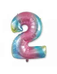 2 Rakam Folyo Balon Gökkuşağı 76 cm