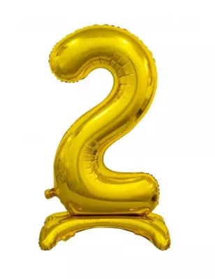 2 Rakam Folyo Balon Gold Ayaklı 80 cm - 1