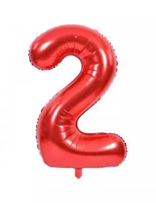 2 Rakam Folyo Balon Kırmızı 100 cm - 1