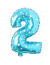 2 Rakam Folyo Balon Mavi Puanlı 36 cm