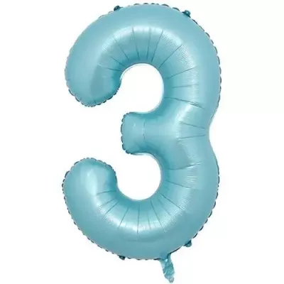 3 Rakam Folyo Balon Açık Mavi 76 cm - 1