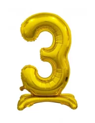 3 Rakam Folyo Balon Gold Ayaklı 80 cm