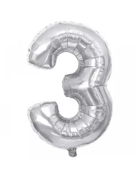 3 Rakam Folyo Balon Gümüş 100 cm