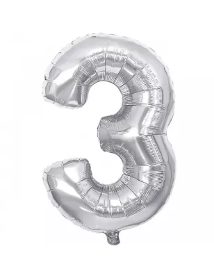 3 Rakam Folyo Balon Gümüş 100 cm - 1