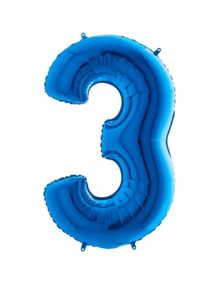 3 Rakam Folyo Balon Koyu Mavi 100 cm - 1