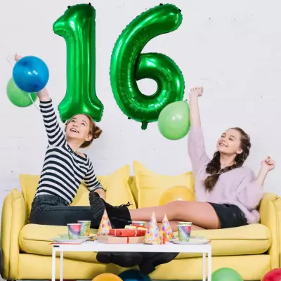 3 Rakam Folyo Balon Koyu Yeşil 80 cm - 3