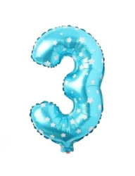 3 Rakam Folyo Balon Mavi Puanlı 36 cm