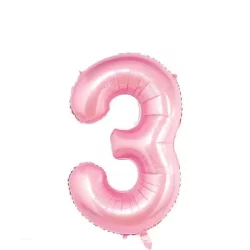 3 Rakam Folyo Balon Pembe 76 cm
