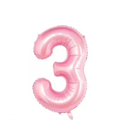 3 Rakam Folyo Balon Pembe 76 cm - 1