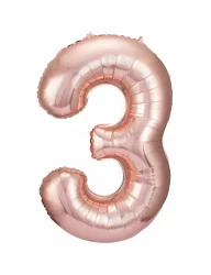 3 Rakam Folyo Balon Rose Gold 76 cm