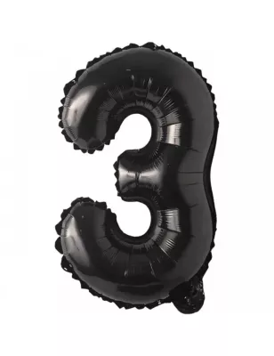 3 Rakam Folyo Balon Siyah 76 cm - 1