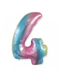 4 Rakam Folyo Balon Gökkuşağı 76 cm