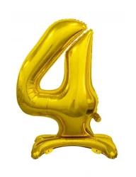 4 Rakam Folyo Balon Gold Ayaklı 80 cm