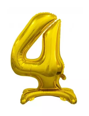 4 Rakam Folyo Balon Gold Ayaklı 80 cm - 1
