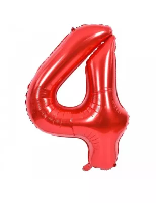 4 Rakam Folyo Balon Kırmızı 100 cm - 1
