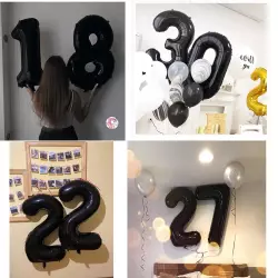 4 Rakam Folyo Balon Siyah 76 cm - 4