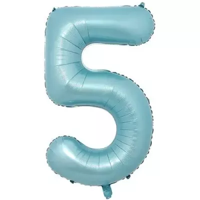 5 Rakam Folyo Balon Açık Mavi 76 cm - 1