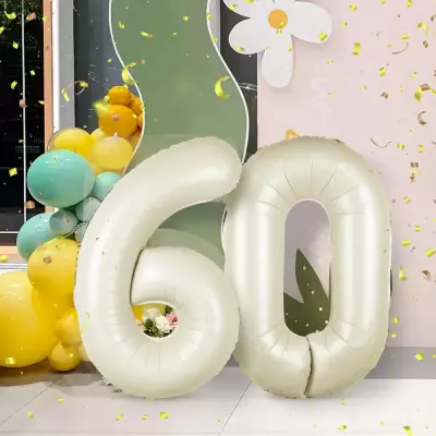 5 Rakam Folyo Balon Bej 76 cm - 3