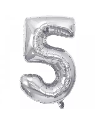 5 Rakam Folyo Balon Gümüş 100 cm - 1