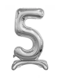5 Rakam Folyo Balon Gümüş Ayaklı 80 cm