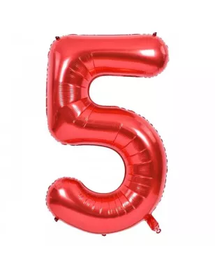 5 Rakam Folyo Balon Kırmızı 100 cm - 1