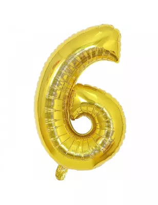6 Rakam Folyo Balon Gold 100 cm - 1