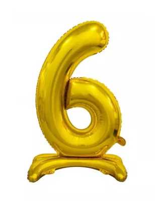 6 Rakam Folyo Balon Gold Ayaklı 80 cm - 1
