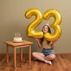 6 Rakam Folyo Balon Gold Ayaklı 80 cm - 3