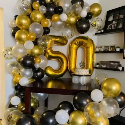 6 Rakam Folyo Balon Gold Ayaklı 80 cm - 4